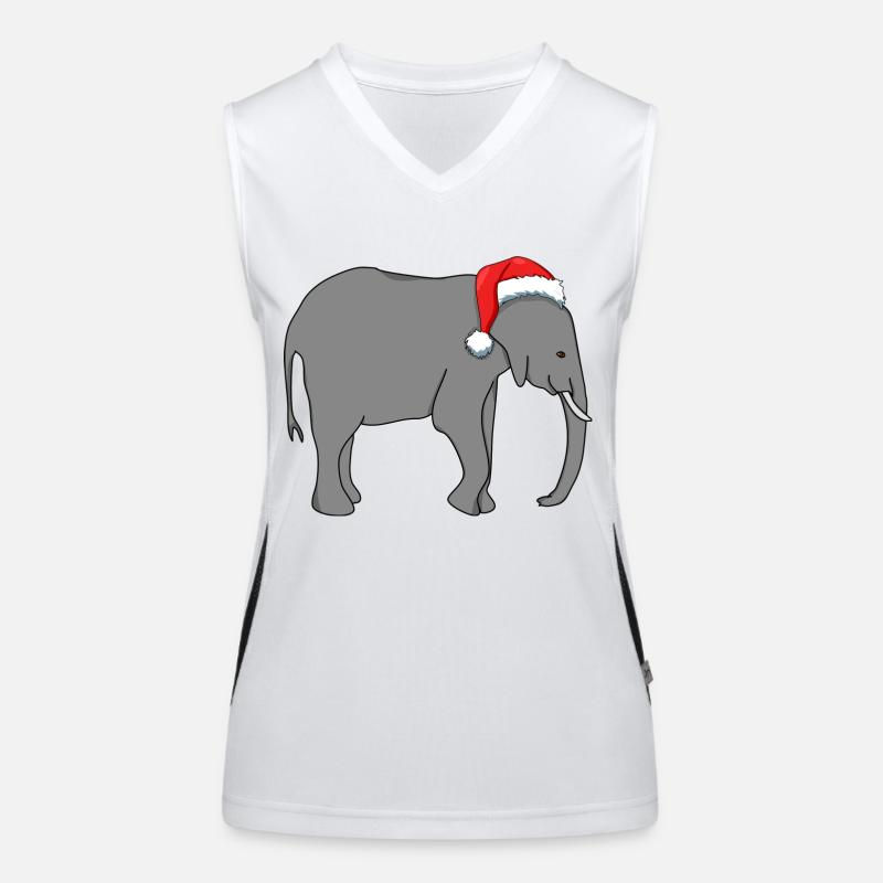Elephant with Santa hat Women's Functional Contrast Tank Top