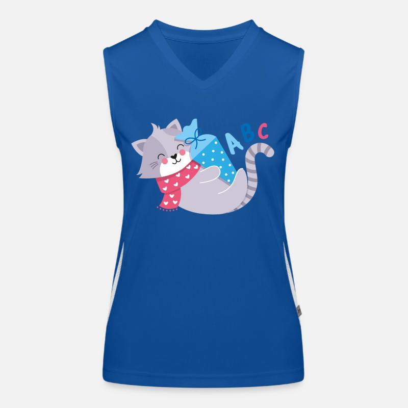 Chat avec cône d’école inscription à l’école Débardeur respirant contrasté Femme