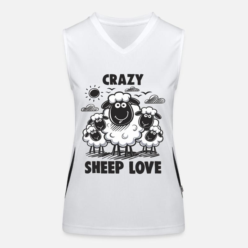 Lustige Schafe Crazy Sheep Love Funktionelles Kontrast-Tank Top für Frauen