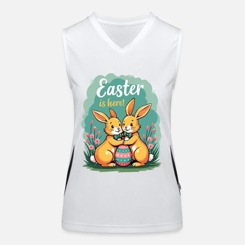 Easter is here – Süße Osterhasen mit Osterei Funktionelles Kontrast-Tank Top für Frauen