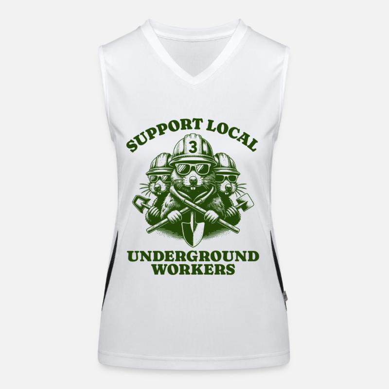 Support Local Underground Workers Lustiges Mole Funktionelles Kontrast-Tank Top für Frauen