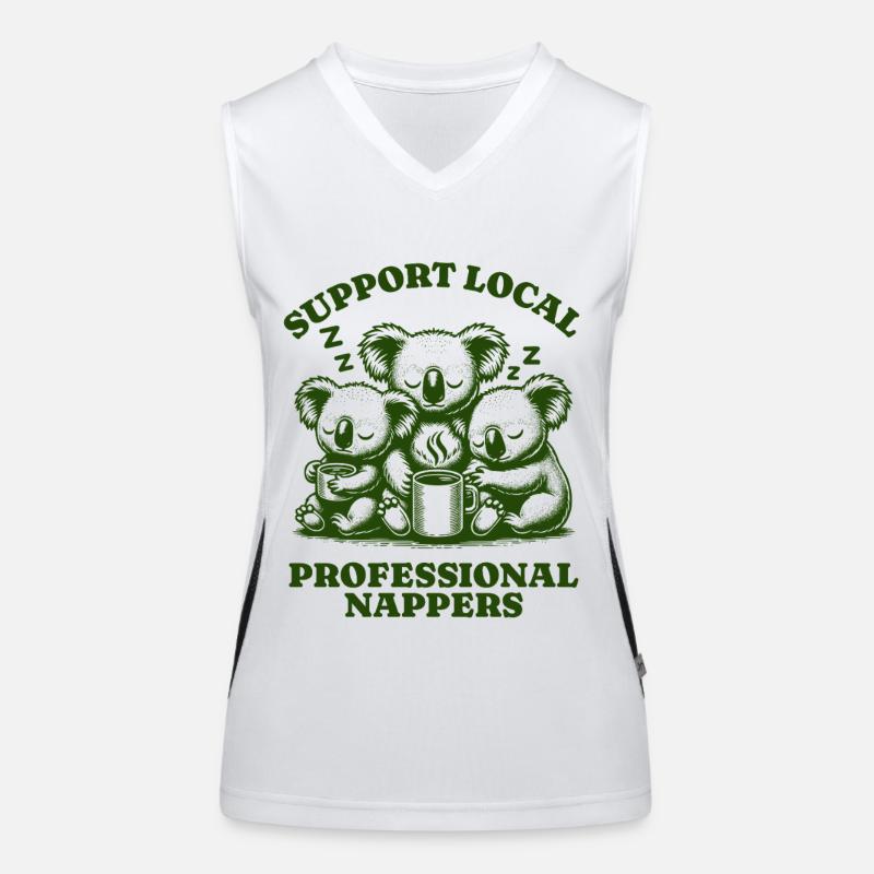 Support Local Professional Nappers Funny Koala Women's Functional Contrast Tank Top