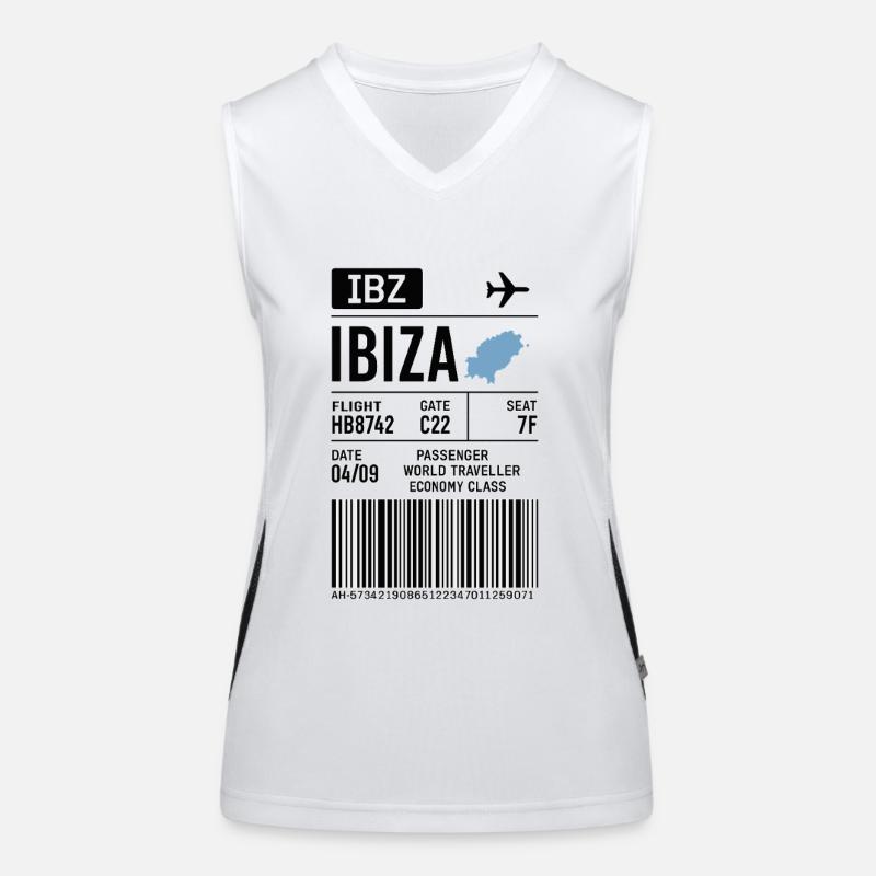 Ibiza Boarding Pass – Flight Ticket Style Women's Functional Contrast Tank Top