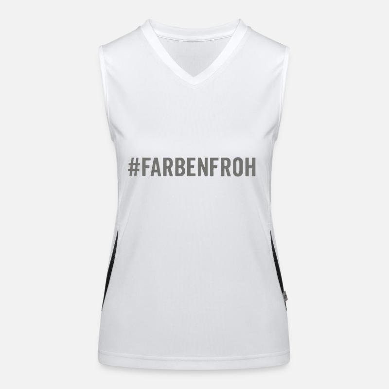 #farbenfroh Hashtag Design Funktionelles Kontrast-Tank Top für Frauen