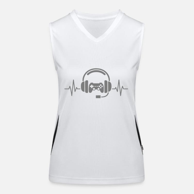 Gaming Herzschlag – Controller & Headset Funktionelles Kontrast-Tank Top für Frauen