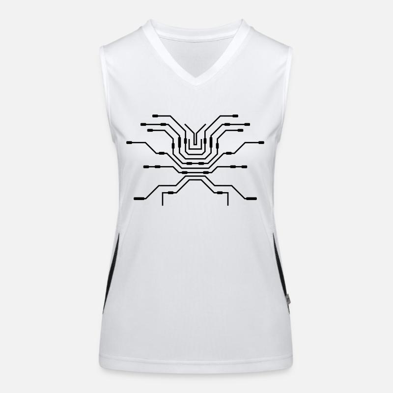 design pc wires processor cpu wire wiring Women's Functional Contrast Tank Top