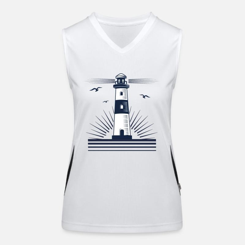 Lighthouse with seagulls - Women's Functional Contrast Tank Top - white/black