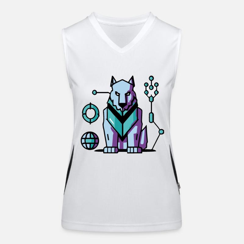 Futuristischer Cyber Wolf Funktionelles Kontrast-Tank Top für Frauen