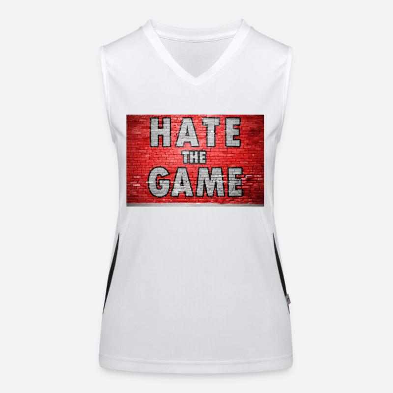 Hate The Game Ziegelsteinmauer Graffiti Funktionelles Kontrast-Tank Top für Frauen