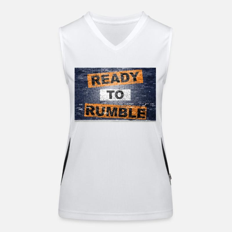Ready to Rumble mit Schriftzug Graffiti on Brick Funktionelles Kontrast-Tank Top für Frauen