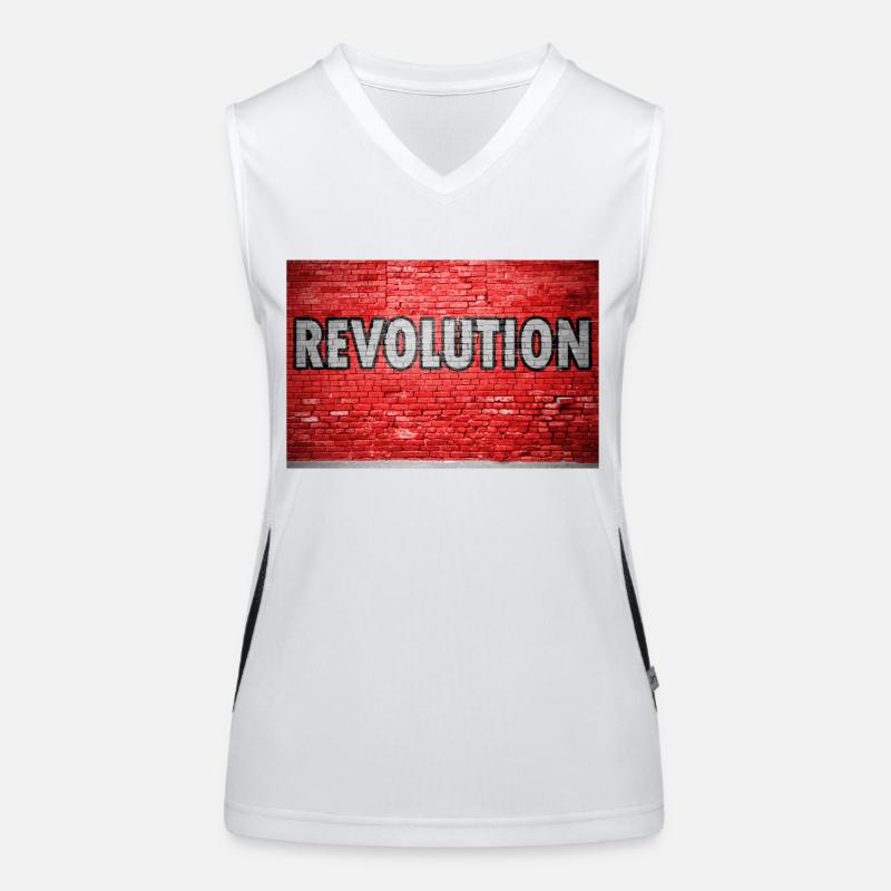 Revolution Ziegelsteinmauer Graffiti Funktionelles Kontrast-Tank Top für Frauen