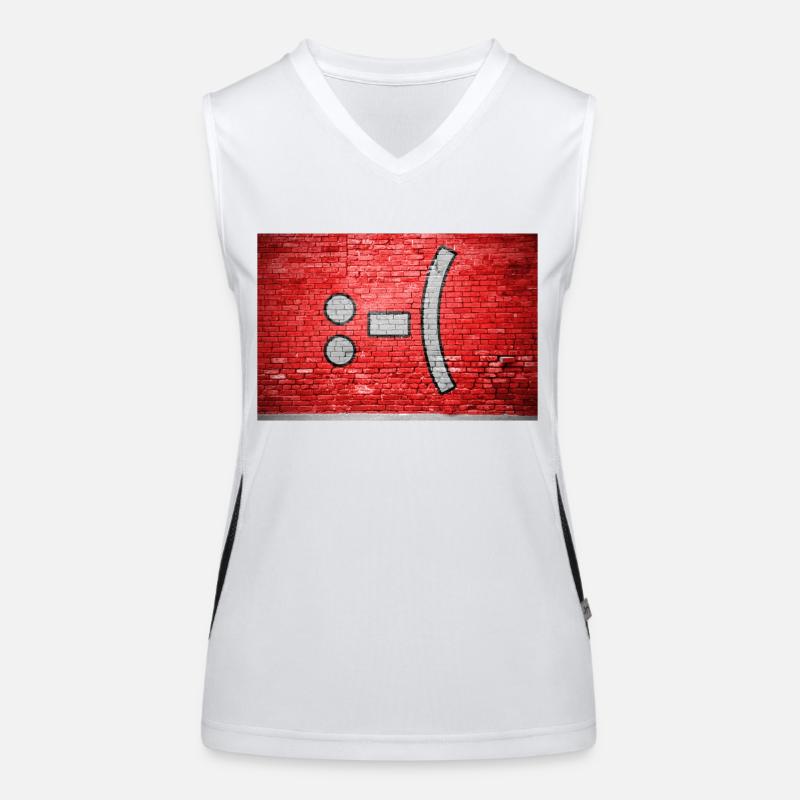 negative Smiley lettering saying Graffiti :-( Women's Functional Contrast Tank Top