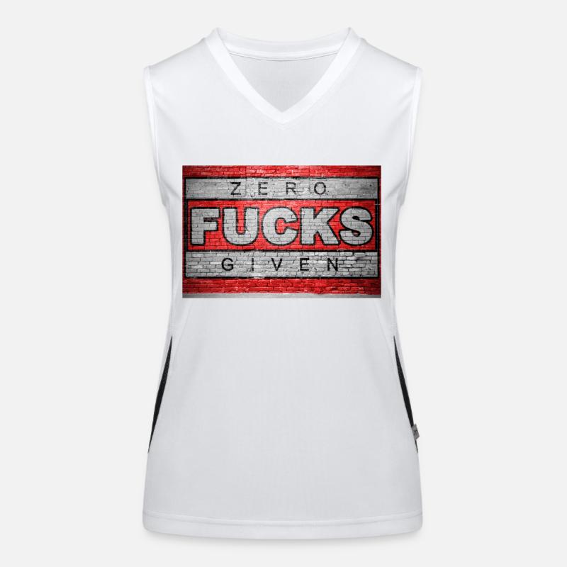 Zero Fucks Given Ziegelsteinmauer Graffiti Funktionelles Kontrast-Tank Top für Frauen
