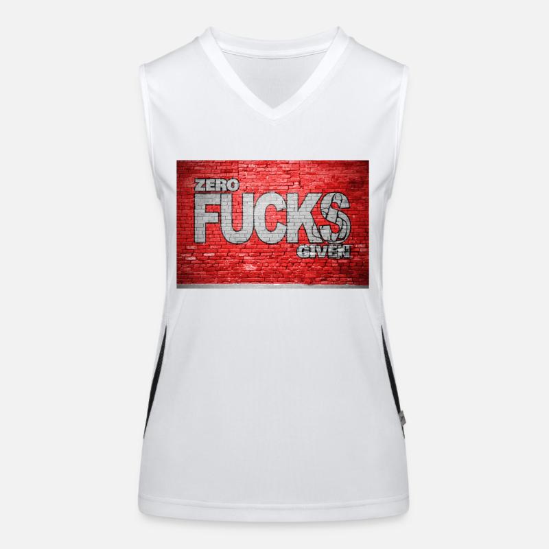 Zero Fucks Given Ziegelsteinmauer Graffiti Funktionelles Kontrast-Tank Top für Frauen