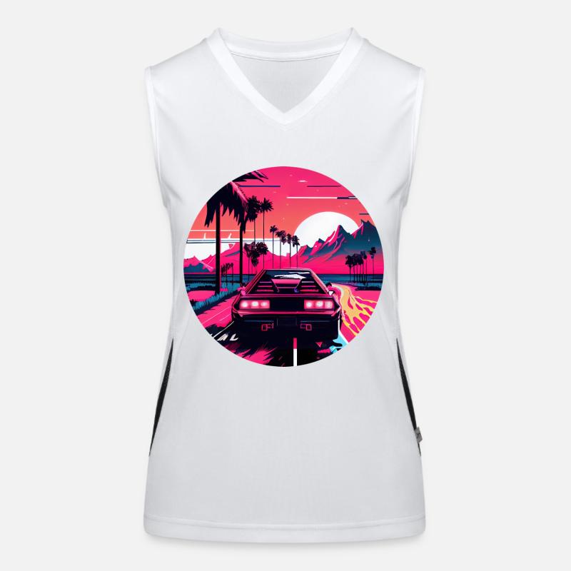 Retrowave Synthwave 80s Design Funktionelles Kontrast-Tank Top für Frauen