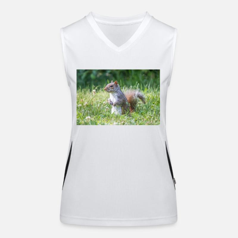 stehendes Grauhörnchen (Sciurus carolinensis) grey Funktionelles Kontrast-Tank Top für Frauen