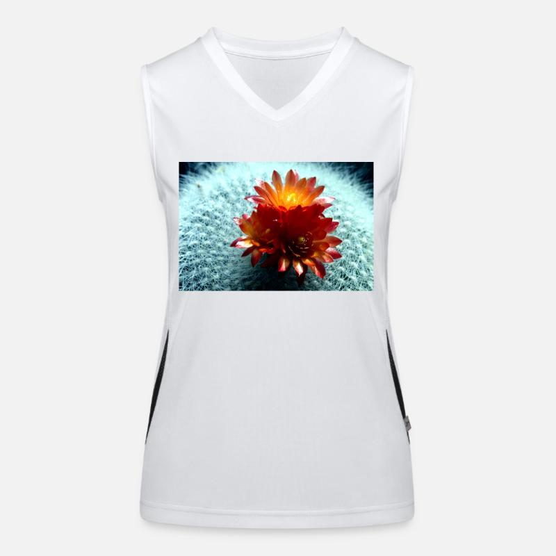Blühender Kaktus Funktionelles Kontrast-Tank Top für Frauen