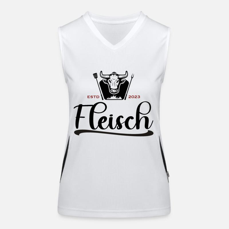 Fleisch Logo mit Stier weiß Funktionelles Kontrast-Tank Top für Frauen