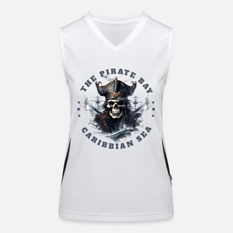 Pirat Totenkopf Jolly Roger Kostüm Geschenk Funktionelles Kontrast-Tank Top für Frauen