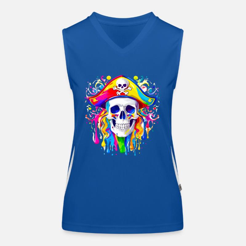 Farbenfroher Piratenschädel Funktionelles Kontrast-Tank Top für Frauen