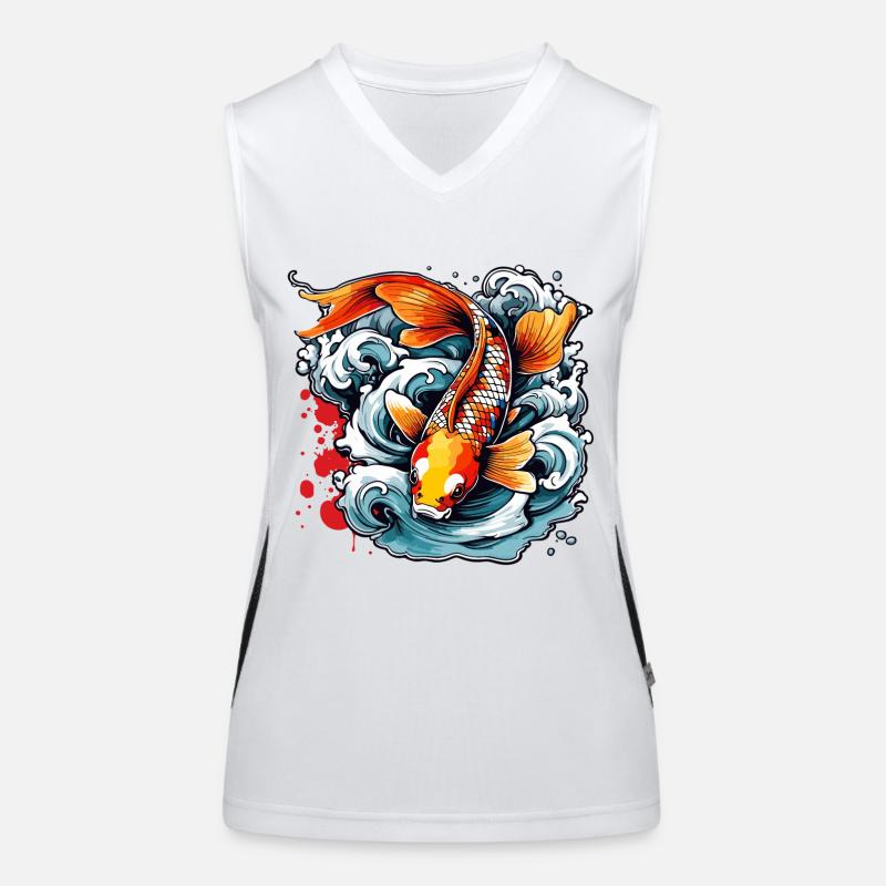 Koi Carpe / Poisson / Japonais / Étang / Eau Débardeur respirant contrasté Femme