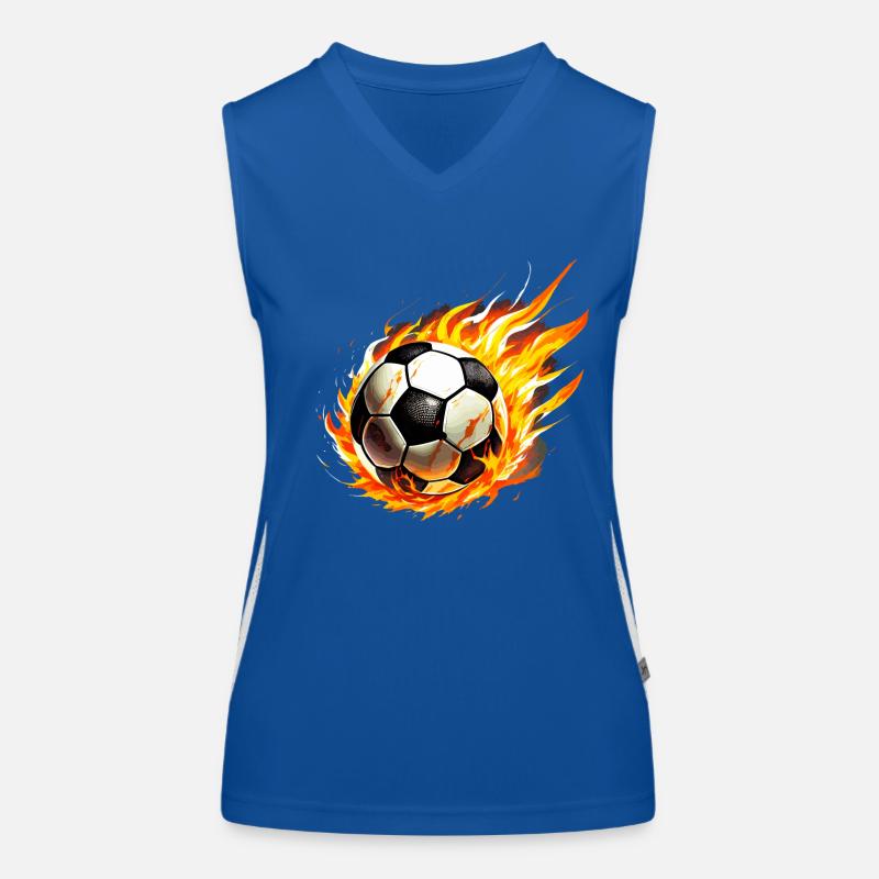 Fußball in Flammen Funktionelles Kontrast-Tank Top für Frauen