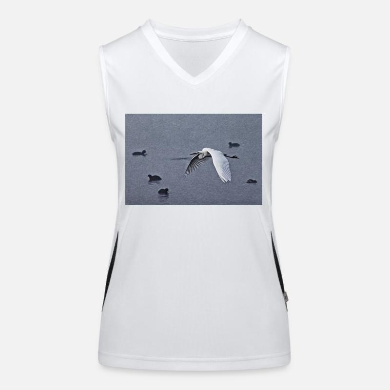 Silberreiher im Flug Funktionelles Kontrast-Tank Top für Frauen