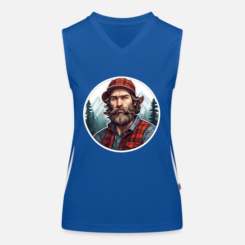Holzfäller / Mann / Bart / Wald / Hemd / Baum Funktionelles Kontrast-Tank Top für Frauen