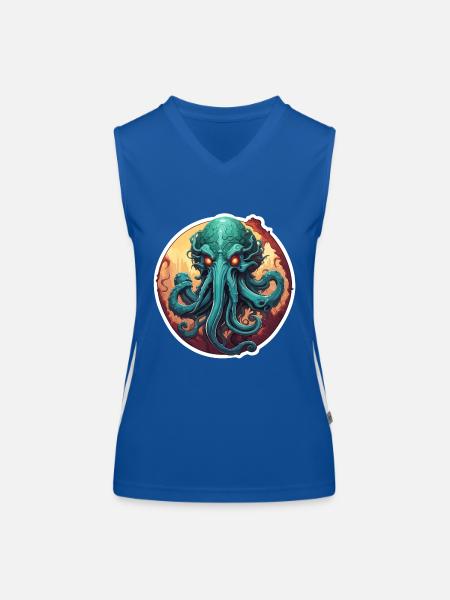 Cthulhu / Démon / Fantastique / Horreur / Tentacule - Débardeur respirant contrasté Femme - bleu/blanc - Devant