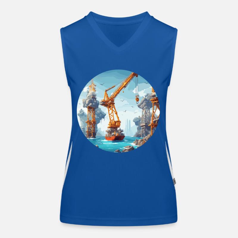 Crane / construction site / winch / crane system Women's Functional Contrast Tank Top