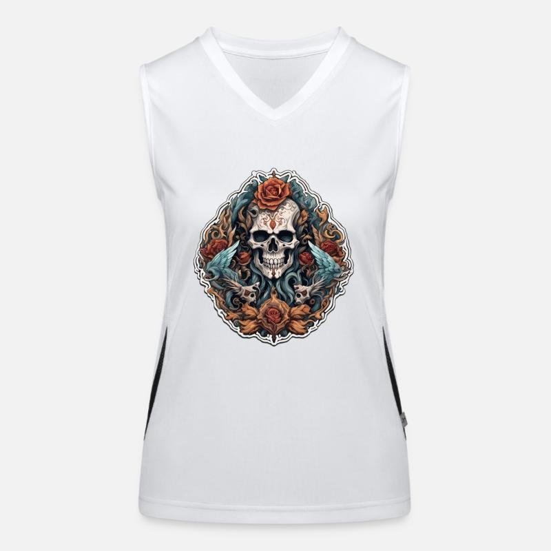 Skull / Totenkopf / Skelett / Gothic / Tattoo Funktionelles Kontrast-Tank Top für Frauen