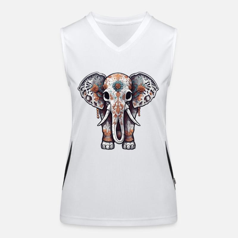 Elephant / Animal / Oriental / Flowers / Pattern Women's Functional Contrast Tank Top
