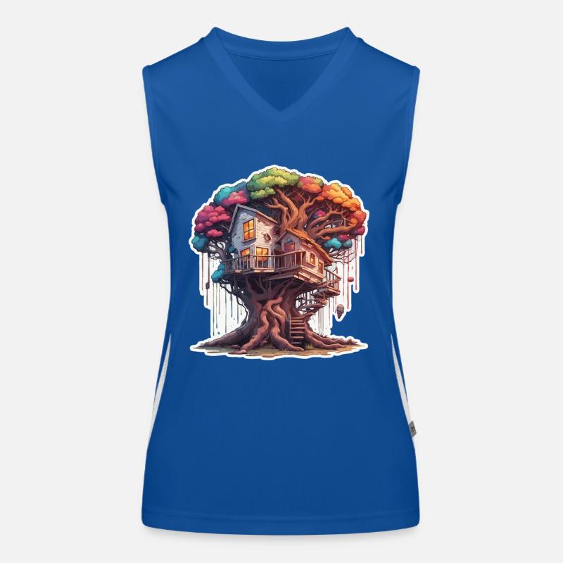 Baumhaus / Baumkrone / Baumhütte / Abenteuer Funktionelles Kontrast-Tank Top für Frauen