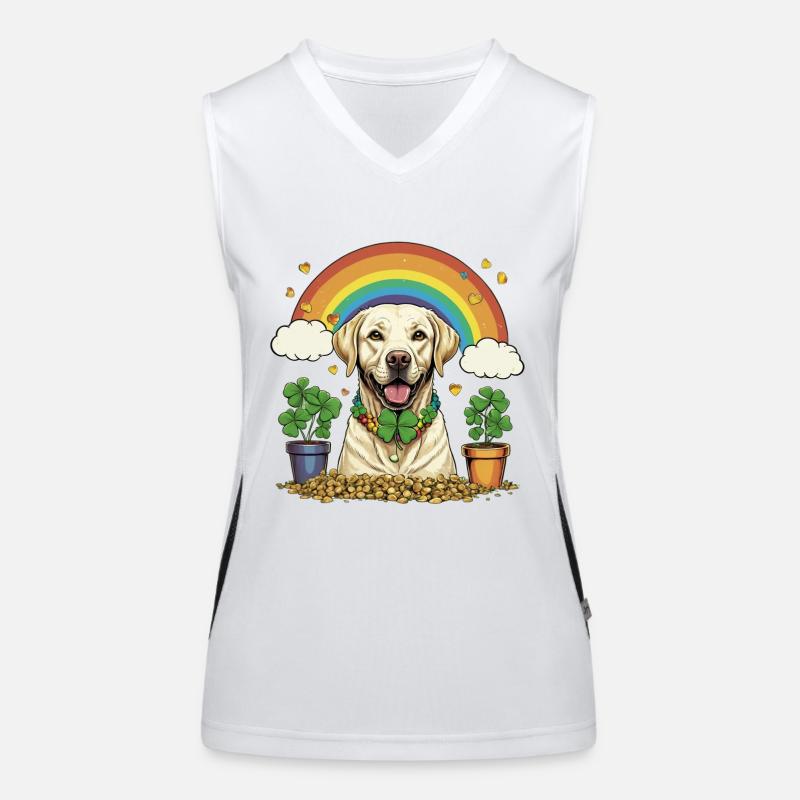 Clover St. Patrick's Day Labrador Funktionelles Kontrast-Tank Top für Frauen