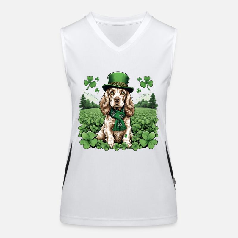 Irish Setter St. Patrick's Day Green Hat Pup Funktionelles Kontrast-Tank Top für Frauen