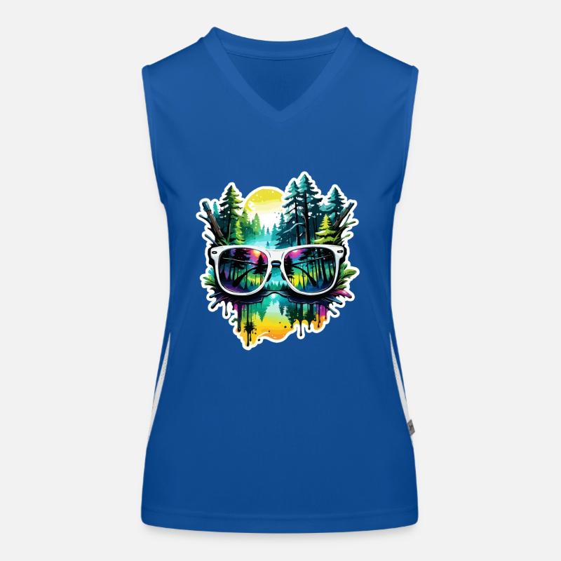 Sonnenbrille / Reflektion / Wald / Spiegelung Funktionelles Kontrast-Tank Top für Frauen