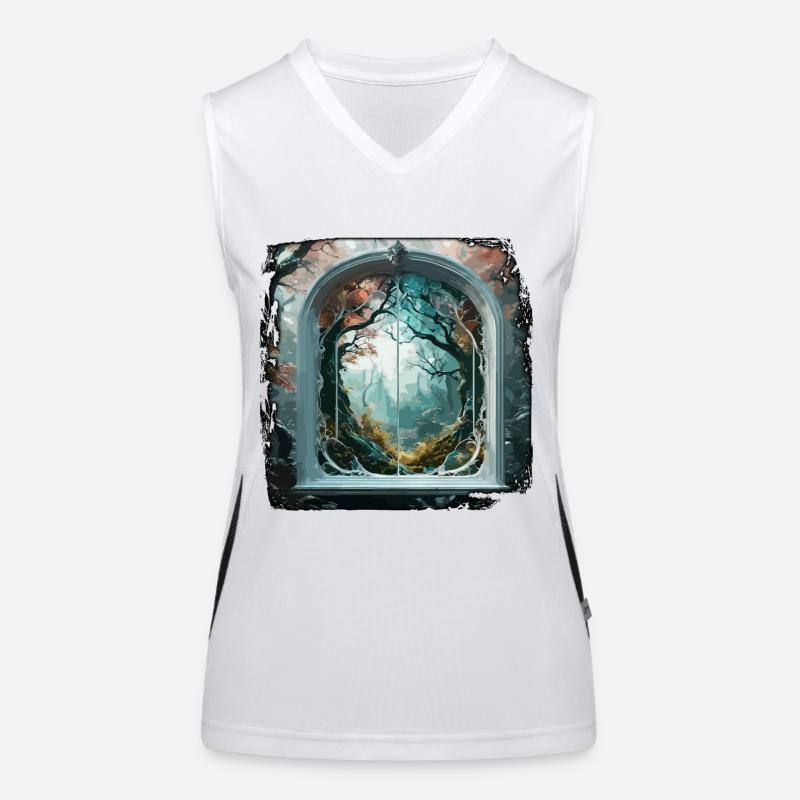 Window in the Forest / Trees / View / Wilderness Women's Functional Contrast Tank Top