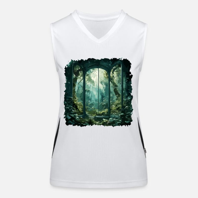 Window in the Forest / Trees / View / Wilderness Women's Functional Contrast Tank Top
