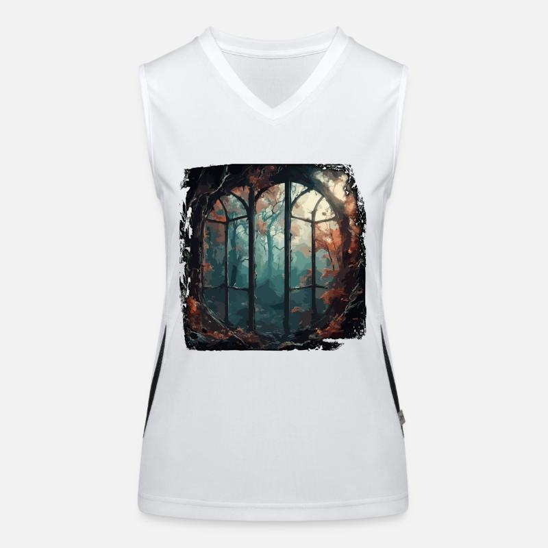 Window in the Forest / Trees / View / Wilderness Women's Functional Contrast Tank Top