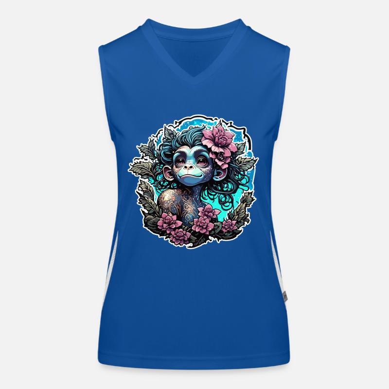 Süßer Affe / Affenmädchen / niedlich /Haarschleife Funktionelles Kontrast-Tank Top für Frauen