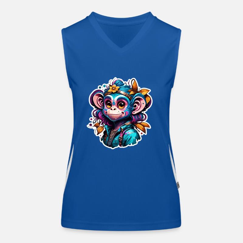 Süßer Affe / Affenmädchen / niedlich /Haarschleife Funktionelles Kontrast-Tank Top für Frauen