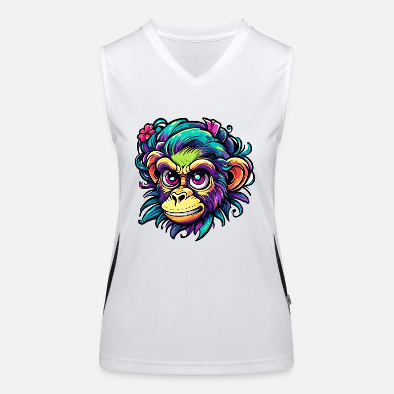 Süßer Affe / Affenmädchen / niedlich /Haarschleife Funktionelles Kontrast-Tank Top für Frauen