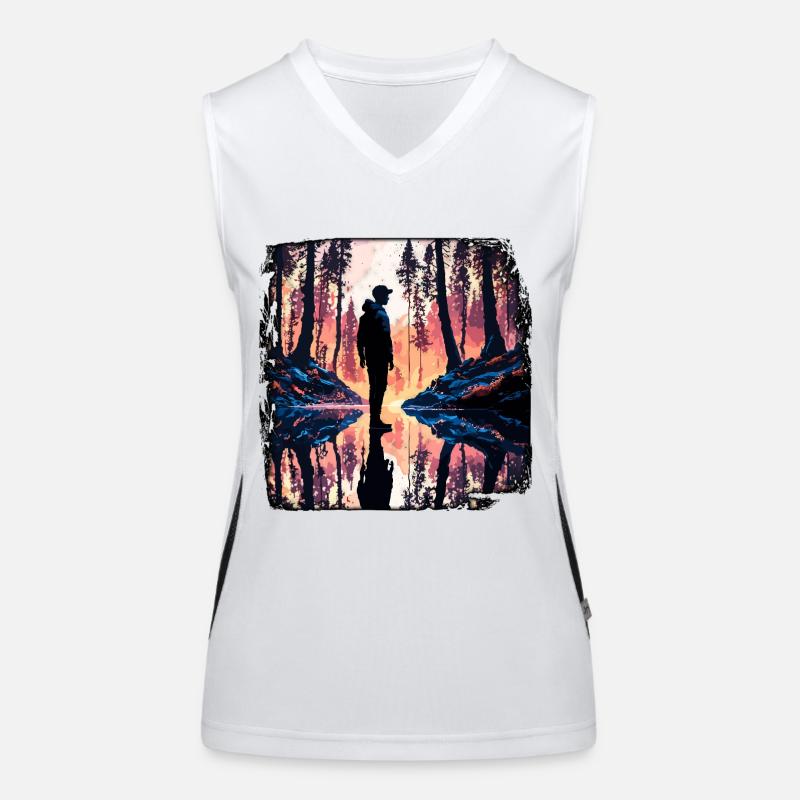 Silhouette / Forest / Portrait / Trees / Person Women's Functional Contrast Tank Top