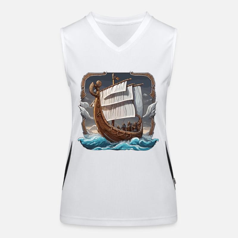 Pirate Ship / Boat / Sea / Ocean / Waves Women's Functional Contrast Tank Top