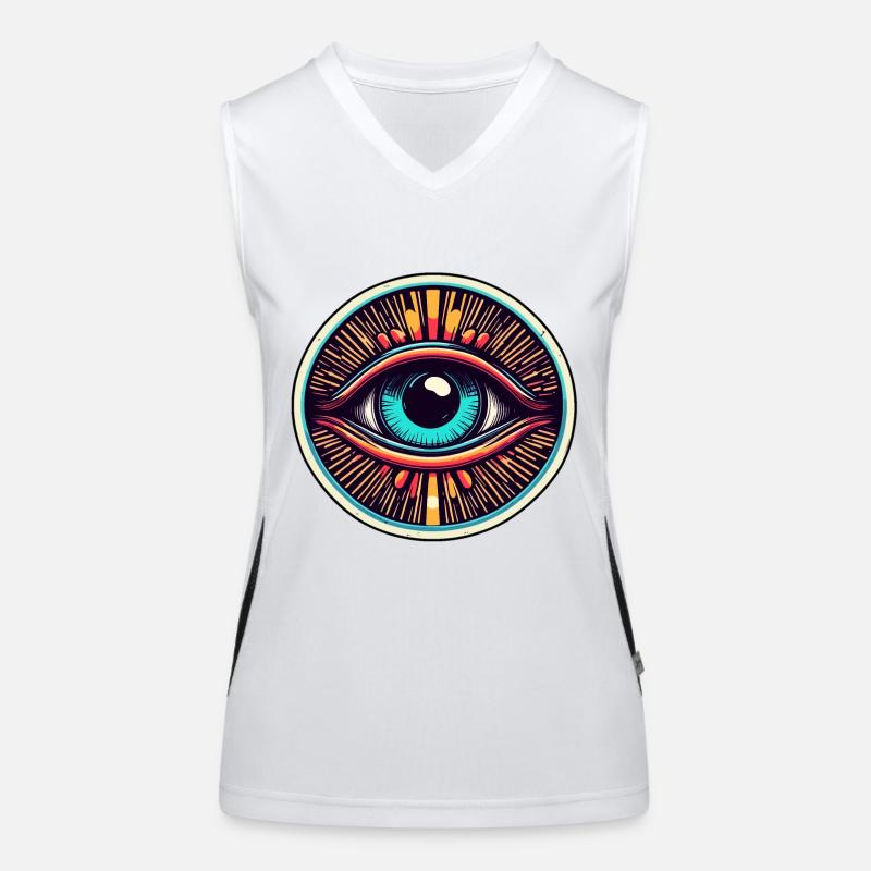 Psychedelic / Auge / Psychobilly / Comic / bunt Funktionelles Kontrast-Tank Top für Frauen
