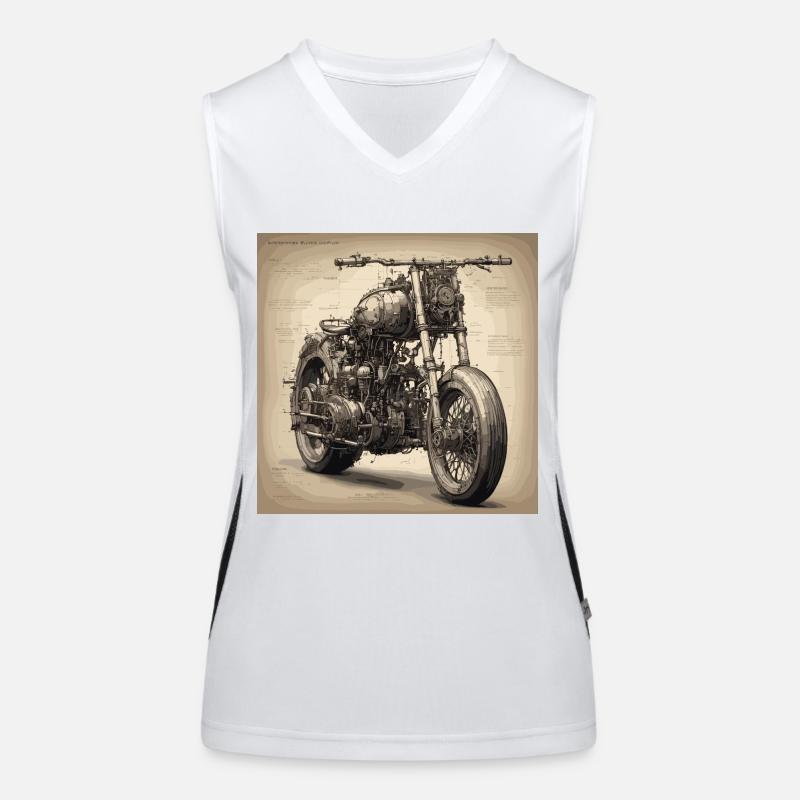 Bauplan / Sepia / Vintage / Retro / Motorrad Funktionelles Kontrast-Tank Top für Frauen