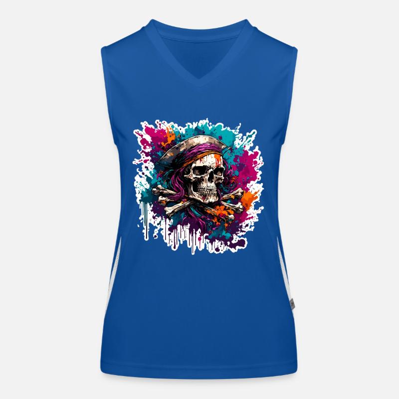 Pirate / Ahoy / Ancre / Capitaine / Crâne / Rhum Débardeur respirant contrasté Femme