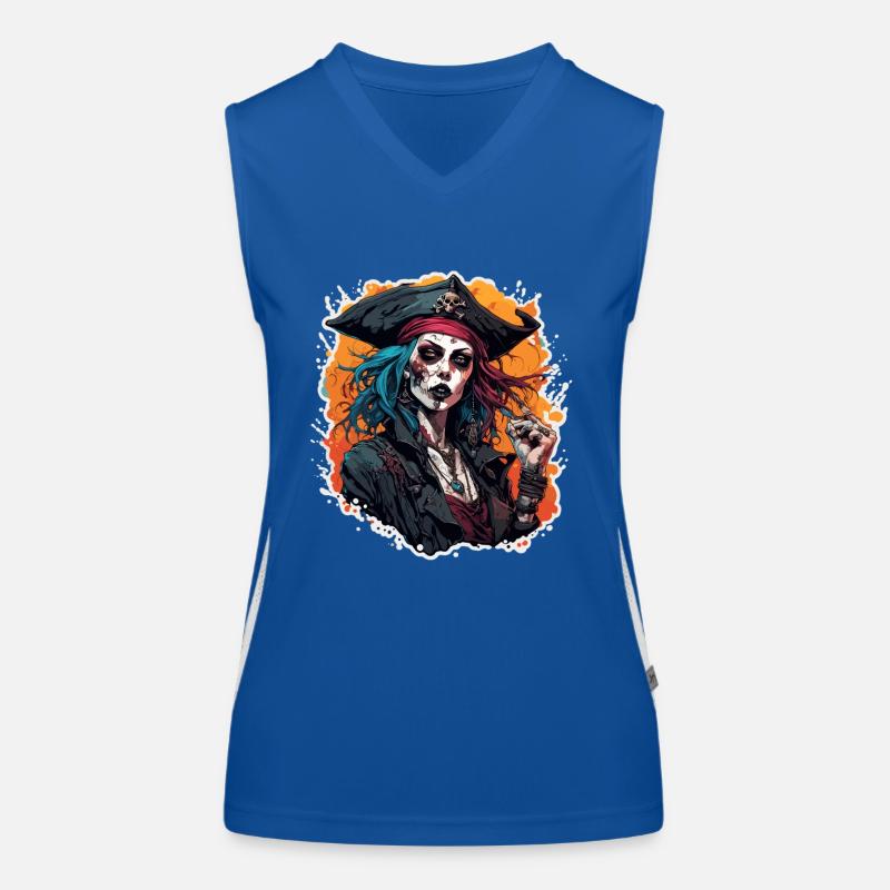 Pirate / Ahoy / Ancre / Capitaine / Crâne / Rhum Débardeur respirant contrasté Femme