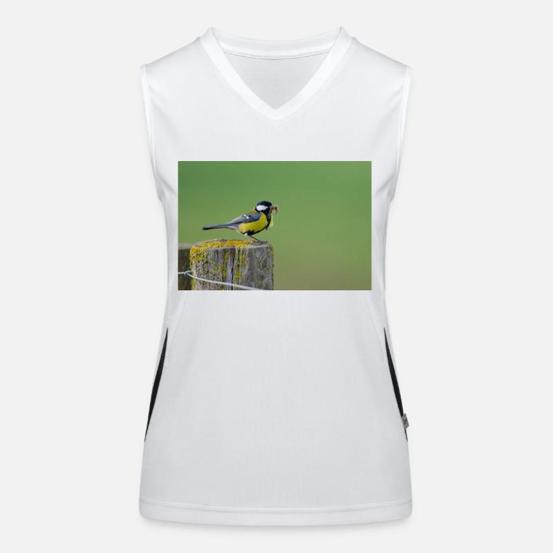Great Tit Feeding Chicks Women's Functional Contrast Tank Top