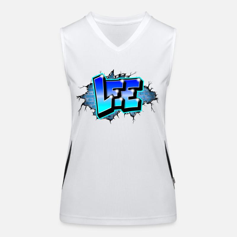 Graffiti LEE Blue Brick Cracks Women's Functional Contrast Tank Top
